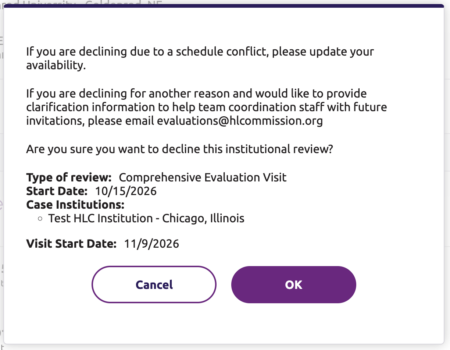 Confirmation to decline invitation