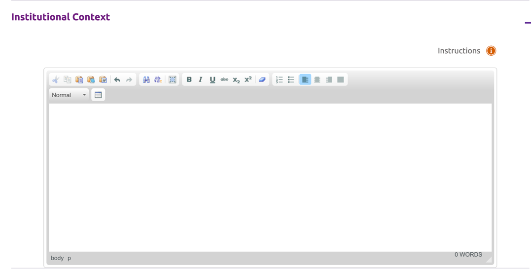 Institutional Context text field
