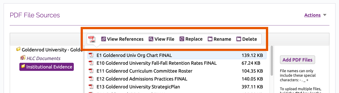 File management toolbar
