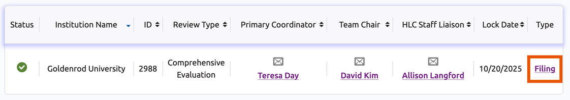 Filing link for Goldenrod University's Assurance Filing