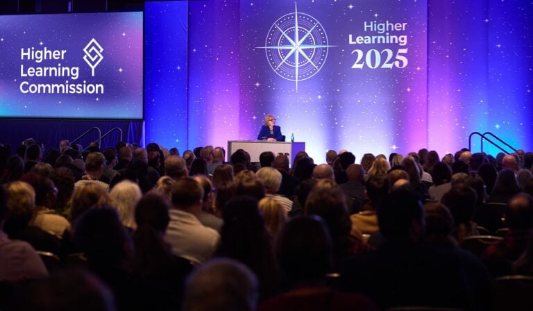 HLC President Barbara Gellman-Danley giving the Welcome Address at Higher Learning 2025