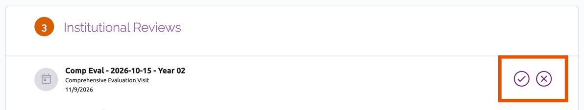 Checkmark and X icon for pending review invitation