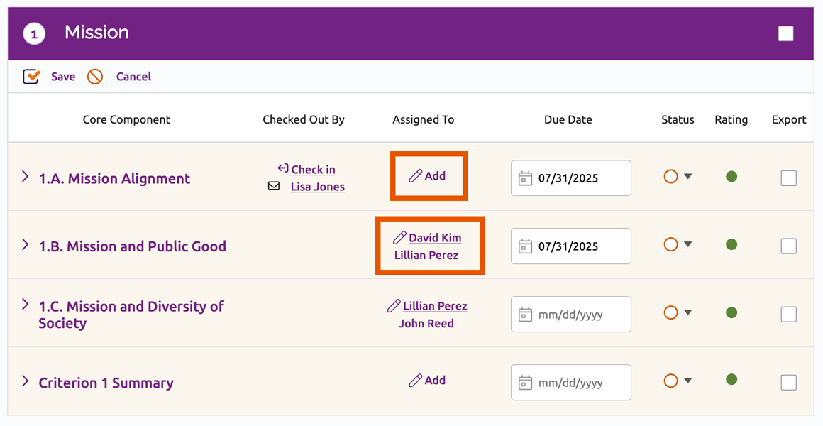 Links to add and edit assigned reviewers