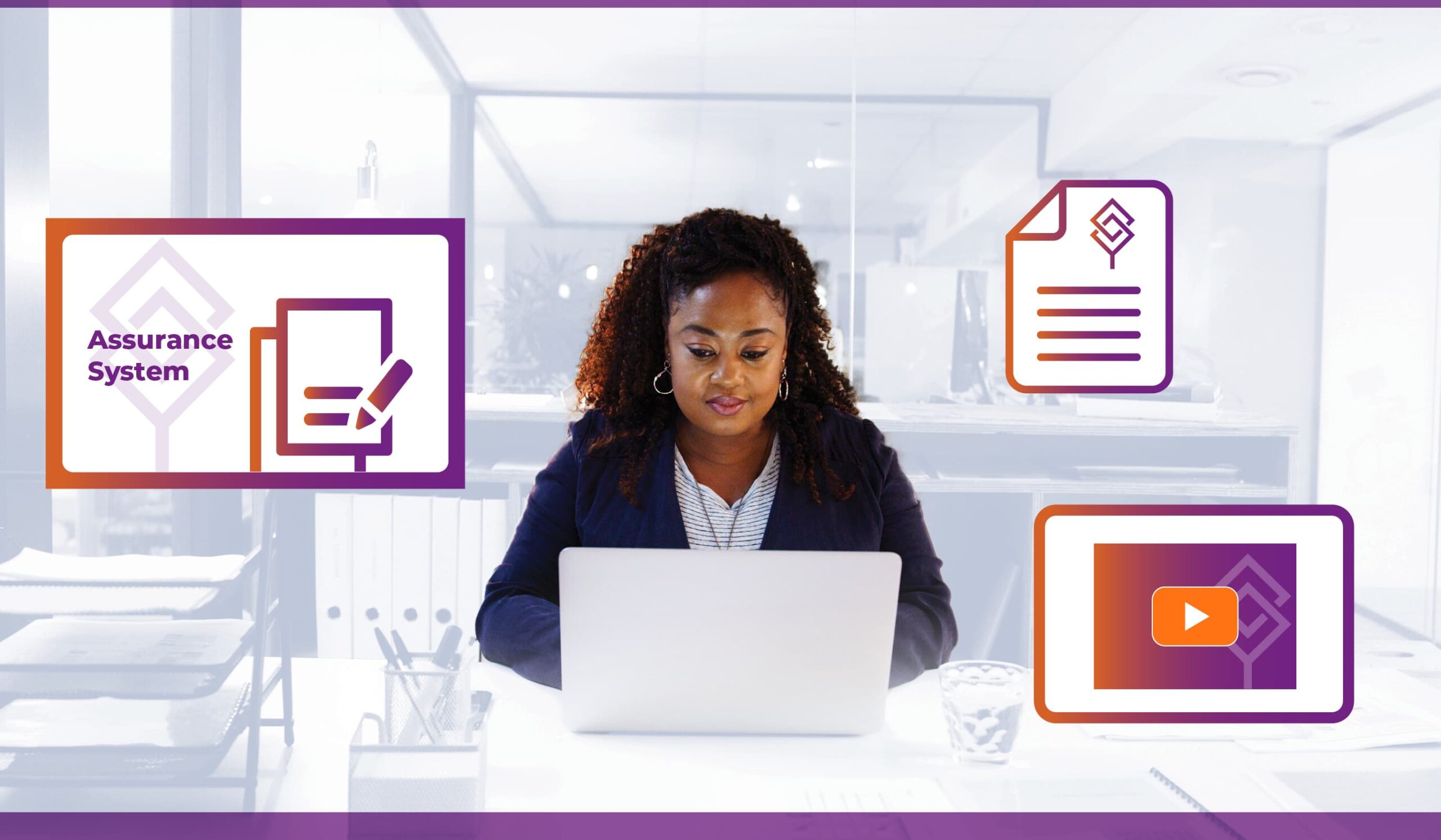 Person typing on a laptop with HLC documents around it