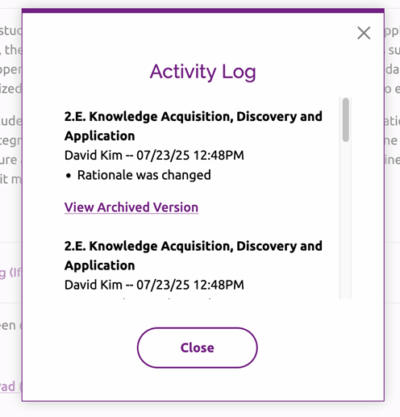Activity Log